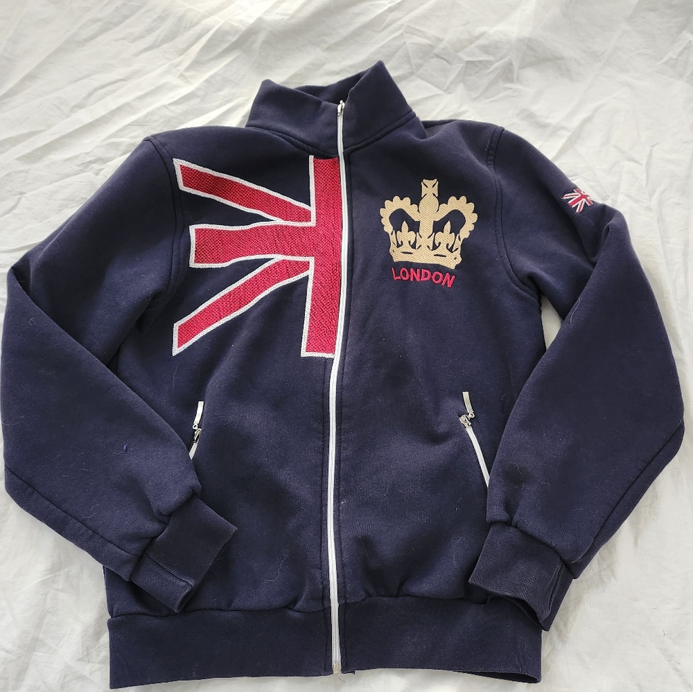 G Crown Embroidered Navy Blue Jacket, Men's Size S